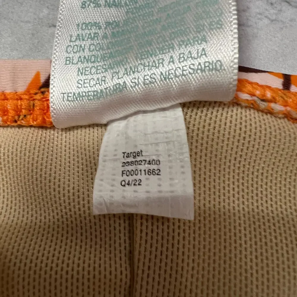 Kona Sol Tropical Bikini Bottom Size L High Waist Orange Pink Swim Bottom NWOT